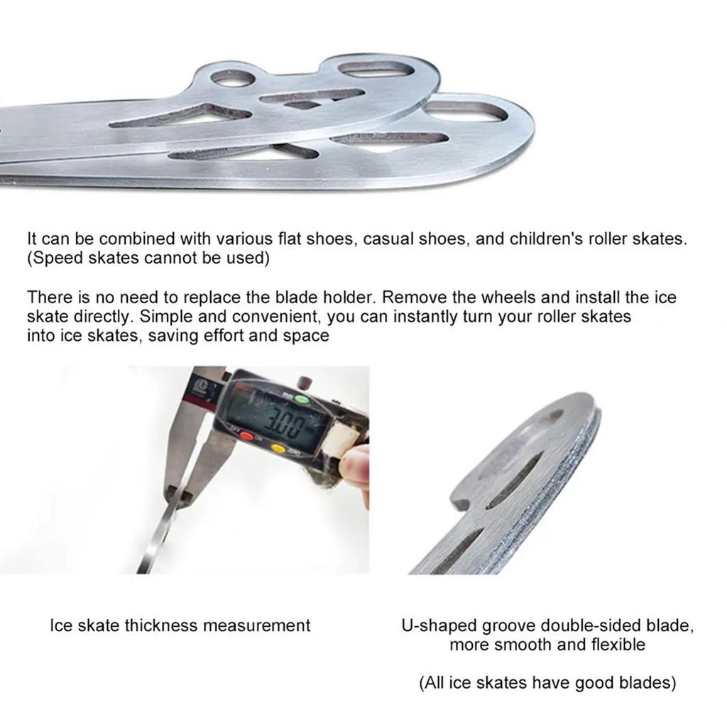 Stainless Steel Ice Roller Skating Shoes With Ice  Blades And Interchangeable Ice Skates, Complete Set