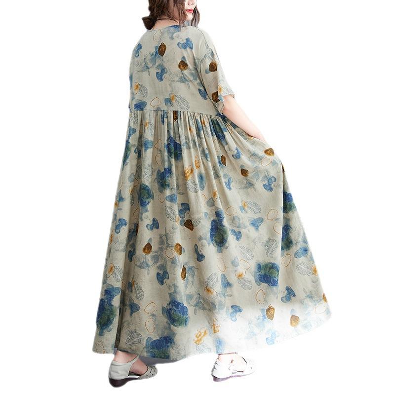 Хлопок лен плюс размер винтажная одежда женщины повседневное свободное длинное летнее платье