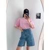 Fashion Retro Bow Large Size Loose Denim Shorts Women Casual Vintage Summer Wide Leg Pant Female Button High Waist Short Streetwear Jeans