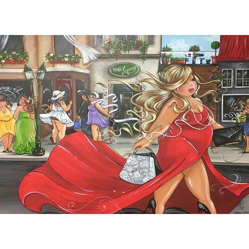 Полный круглый бриллиант 5D DIY сексуальная женская алмазная живопись мультфильм толстая леди Алмазная вышивка крестиком мозаика домашний декор