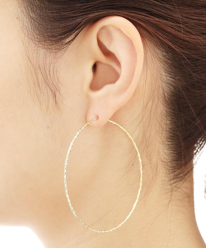 Earrings K18 Mirror Cut Beads Hoop Earrings 40571989 Yellow Gold 00 [Kokoshnick] (Large) Women's (100)