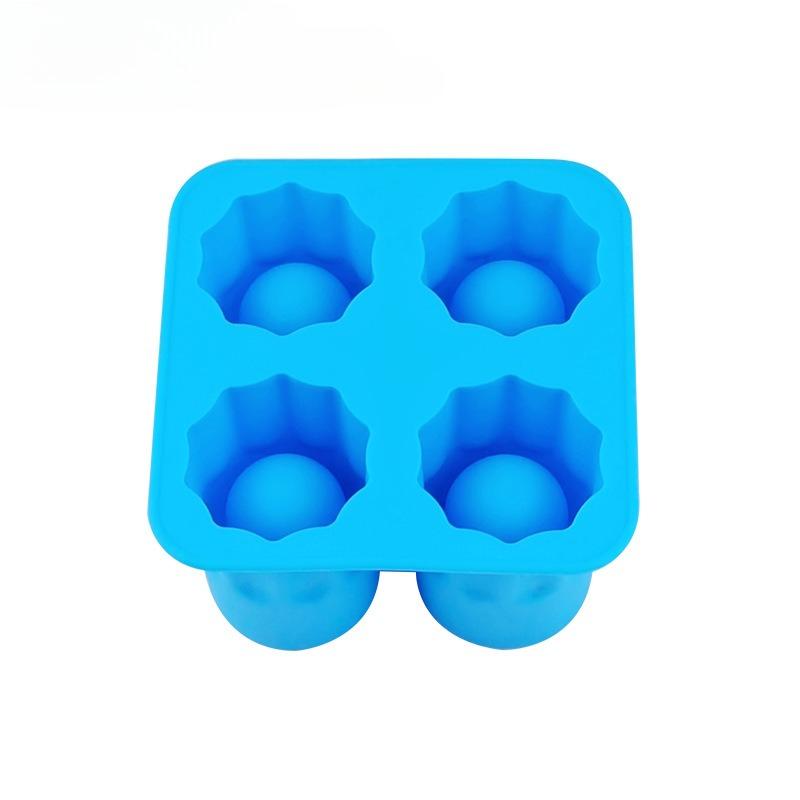 Creative Round Cup Shape Silicone Ice Cube Mold Four Hole Press Ice Block Maker for Whiskey Beer Bar Kitchen Accessories
