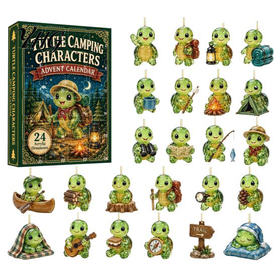 24 Day Countdown Calendar Marine Life Advent Calendars 2026, Days Christmas with 2D Acrylic Seasonal Home Ornament Turtle Lobster Ornaments, Cute Sea