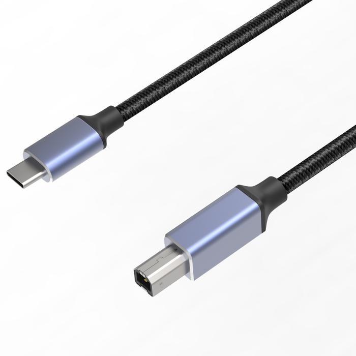 Cable Imprimante USB-C 1m USB 2.0 B Compatible avec Canon HP Dell Epson Brother Lexmark Pixma Xerox Samsung MacBook iPad Etc