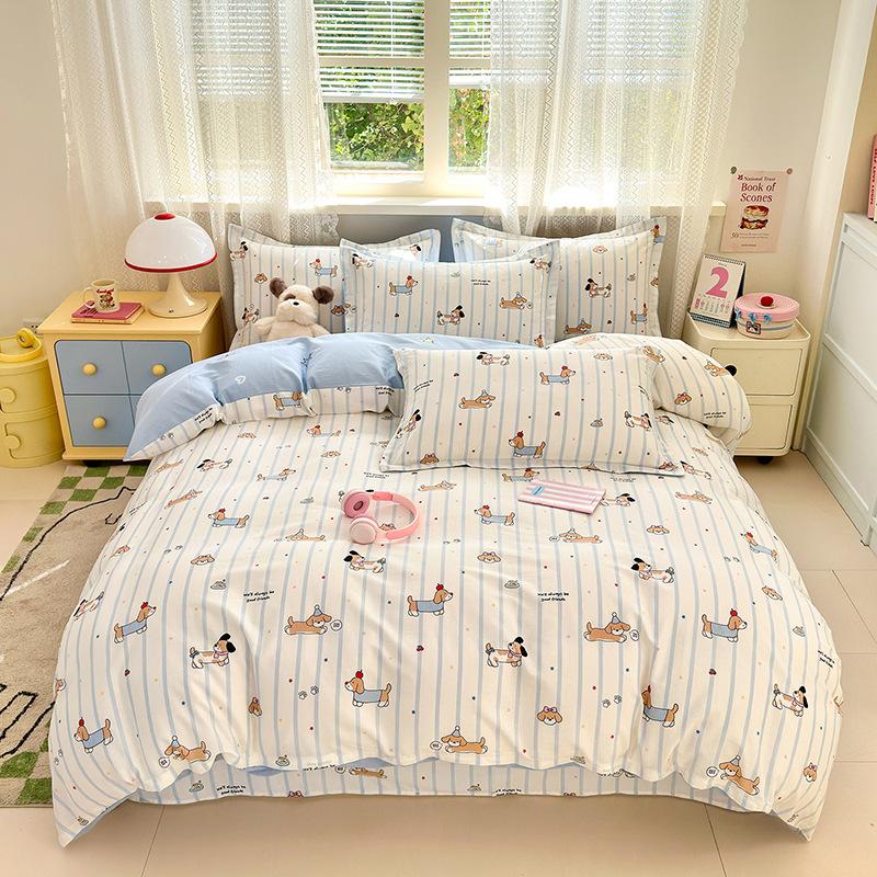 Class A 100% pure cotton four-piece set, bedding, maternal and infant grade, naked sleeping grade, bed sheet, quilt cover, student dormitory three