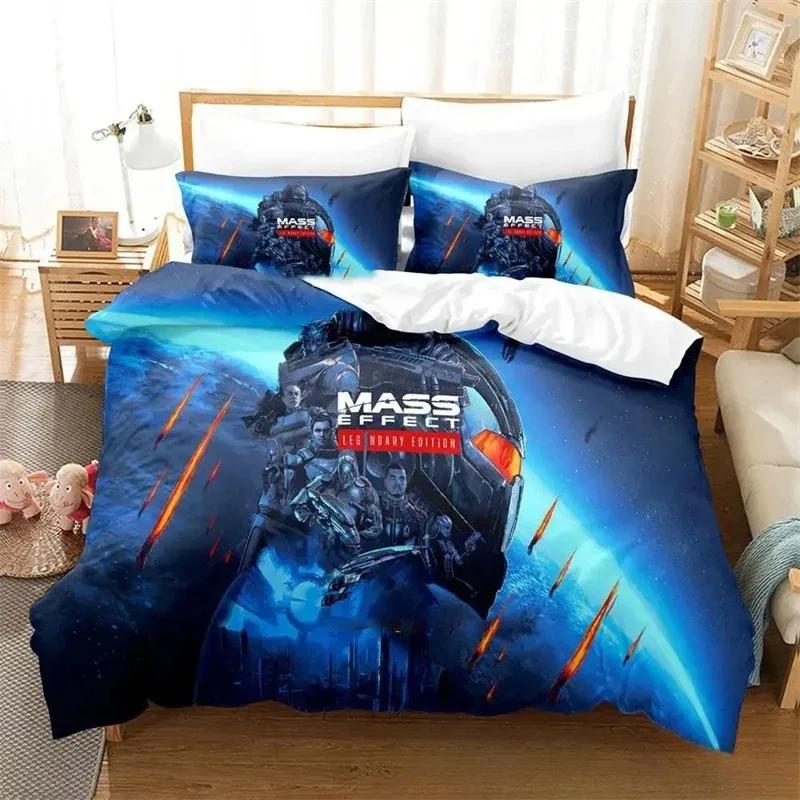 3D Печать Игра Mass Effect Удобное Одеяло Пододеяльник Наволочка Комплект Постельного Белья Детская Спальня Декор Домашний Текстиль