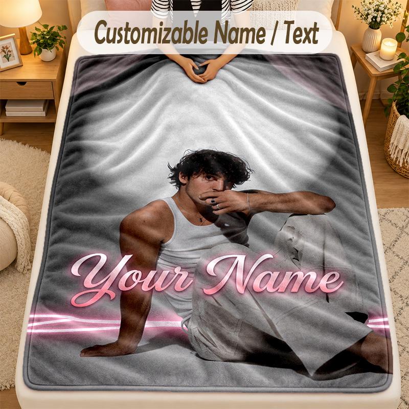 Flannel BlanketBenson Boone Custom Name Text Personalized Soft Warm Throw Blanket Home Decor Gift