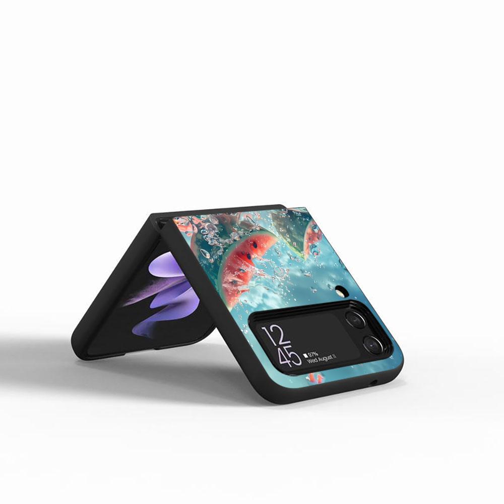Оранжевый Фруктовый Арбузный Чехол для Samsung Galaxy Z Flip4 Flip3 5G Жесткий ПК Чехол для Телефона Z Flip 4 3 Черный Zflip4 Zflip3 Чехол