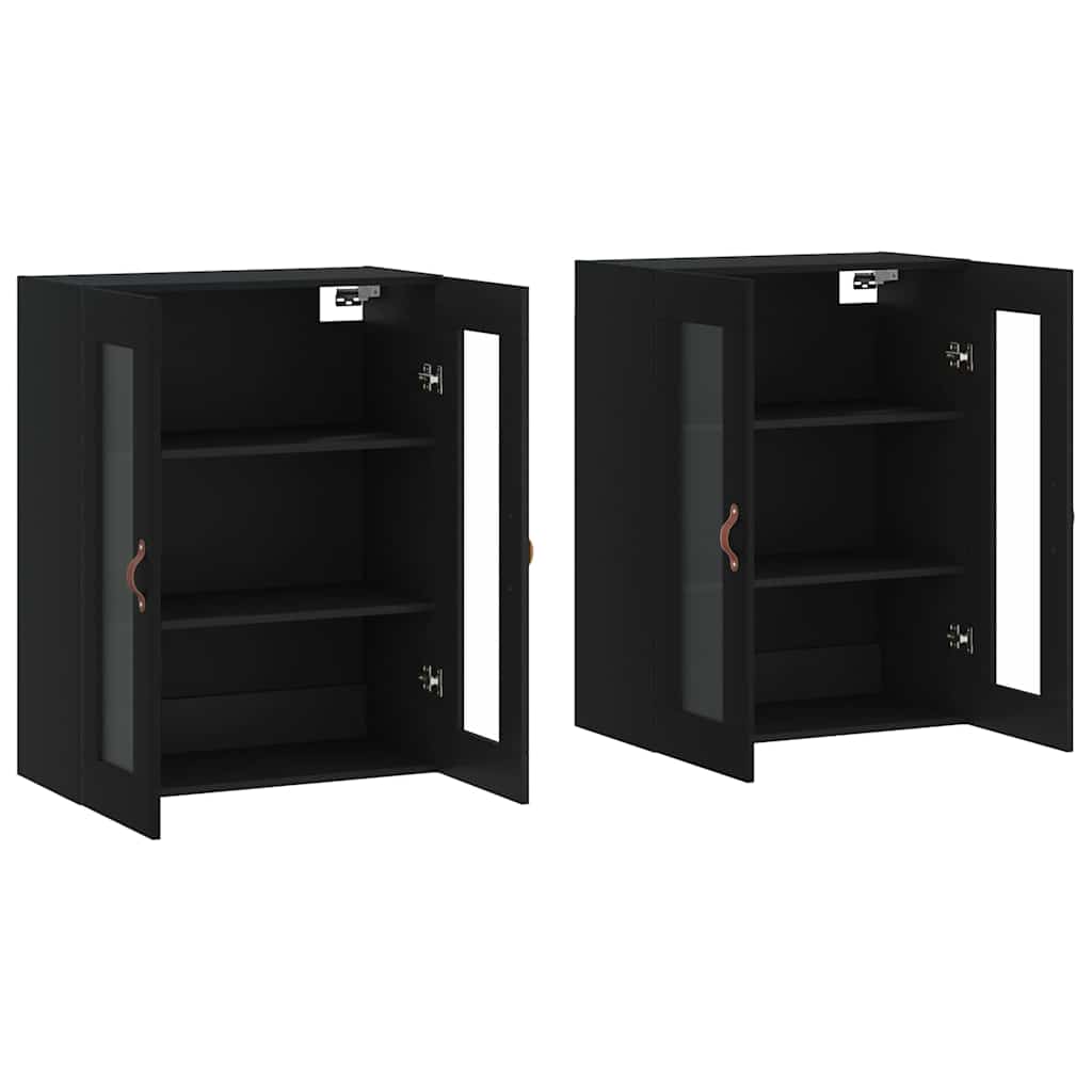 Wall Cabinets 2 pcs Black Particleboard