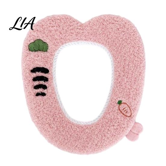 Adhesive Toilet Seat Protectors Plush Cartoon Mat, Soft Thickened Washable Bathroom Pad Portable Handles with Handle, Warm Skin-Friendly Cushion