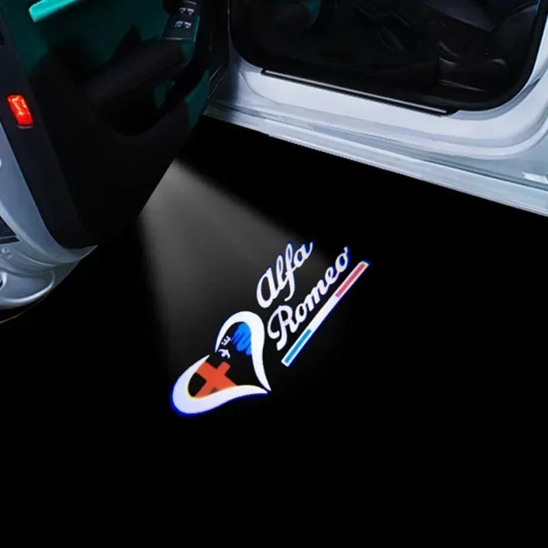2026 Hot Alfa Romeo 2Pcs 3D LED Car Door Logo Lights Projector Laser Ghost Shadow Lamp For Alfa Romeo 159 Giulia Giulietta Mito 