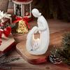 Рождественская сцена со светом, скульптура из смолы, светодиодные фигурки, коллекционная настольная статуэтка, украшение Иисуса для