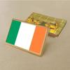 Irish Flag Brooch 2.5 * 1.5cm Zinc Alloy Die-cast Pvc Color Printing and Coating Golden Rectangular Shape