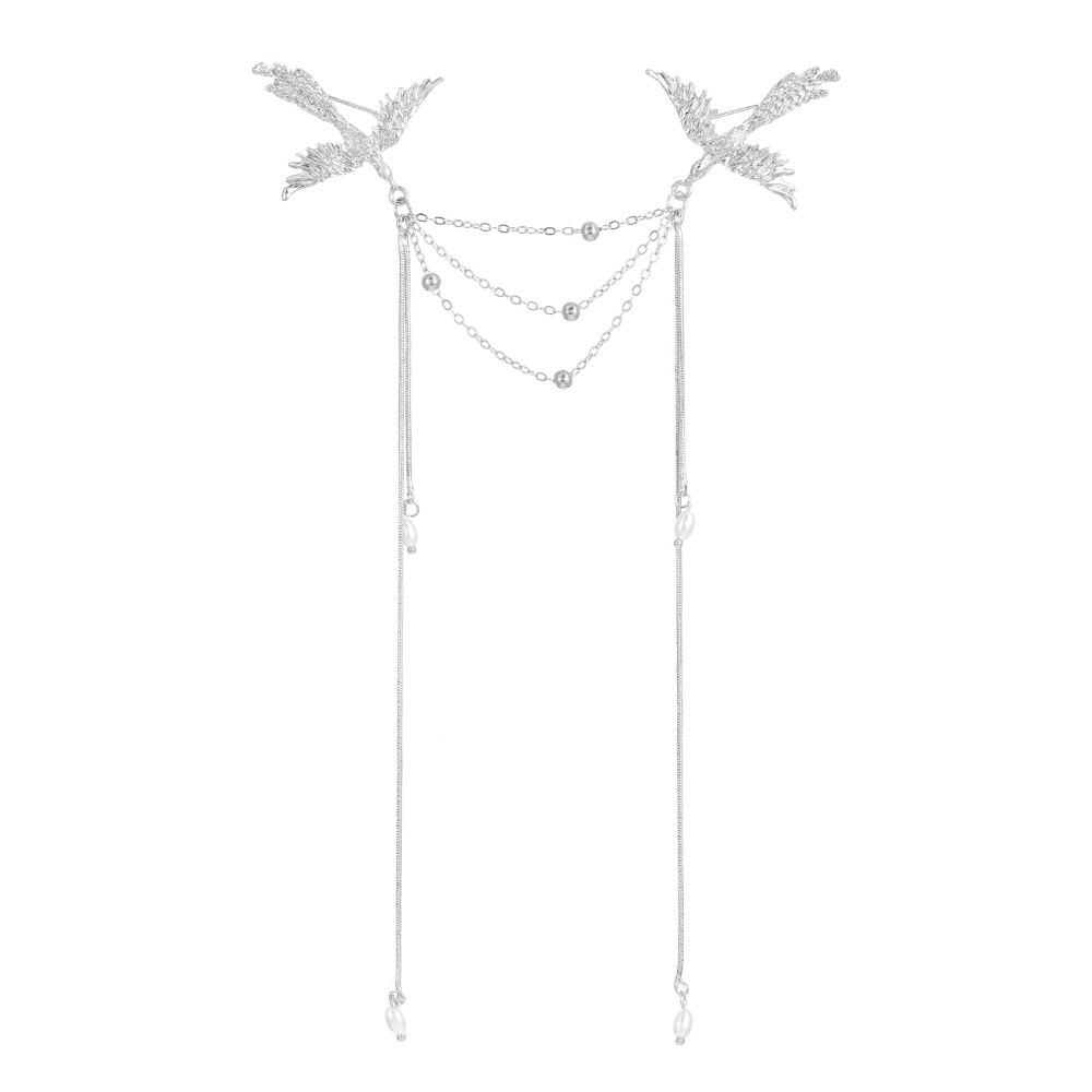 Pearl Phoenix Tassel Brooch Vintage Temperament Long Fringe Brooches Corsage Ornaments Light Luxury Birds Badge Pin Gifts