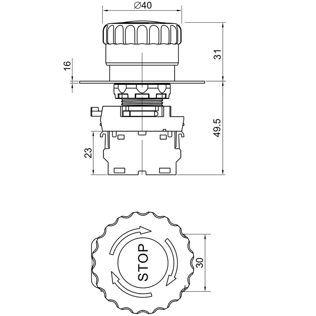 Emergency Button, With Lock, Red 1×Nc, 5A/230V 40Mm, Ip65