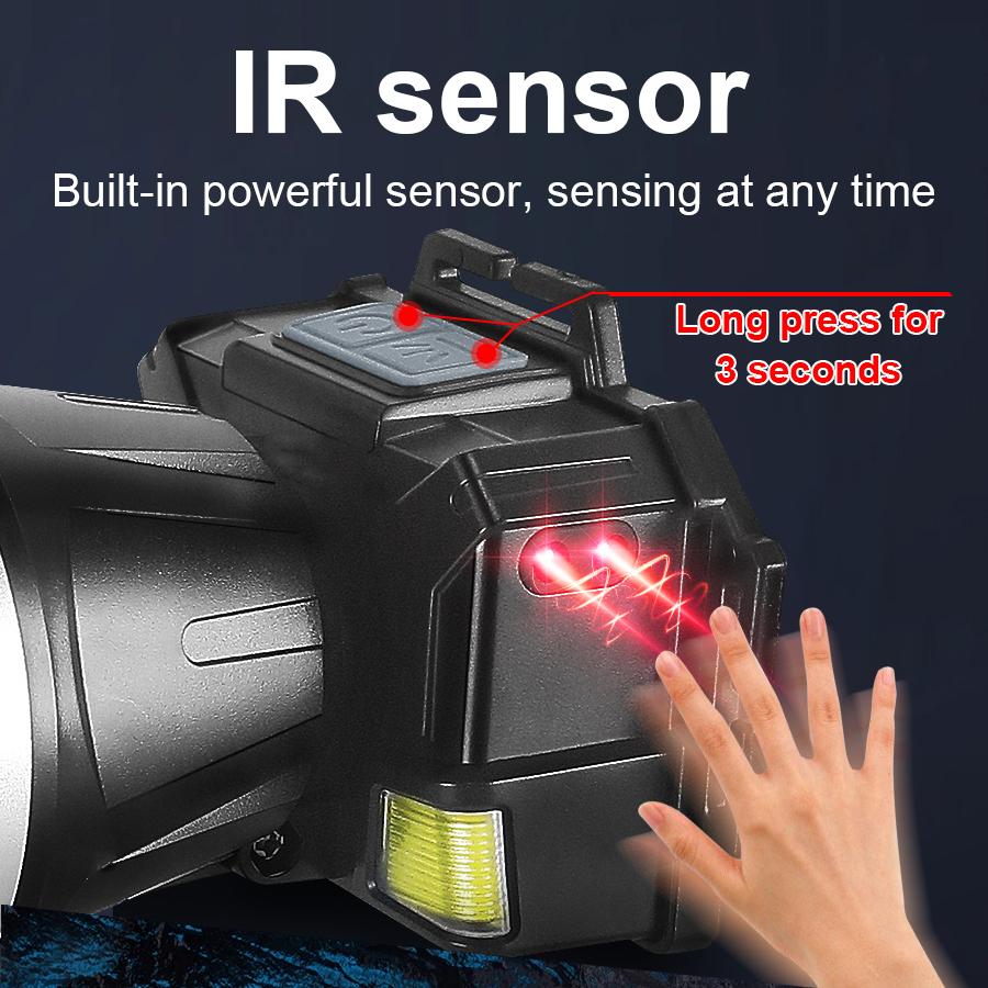 30W Super Bright IR Sensor Headlight Waterproof Adjustable Headlamp Lightweight Portable Lantern Outdoor Light Night Camping Lamp