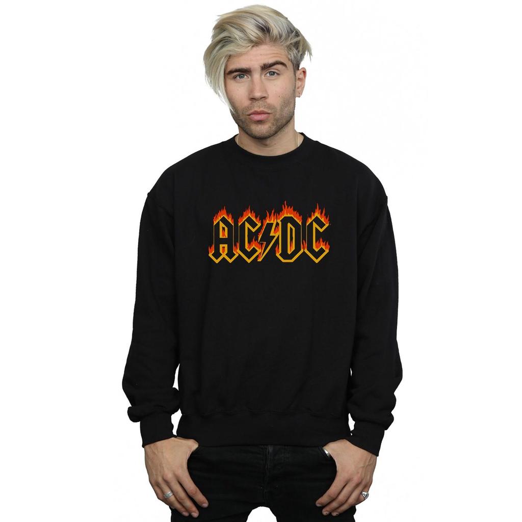 AC/DC Mens Flames Logo Sweatshirt