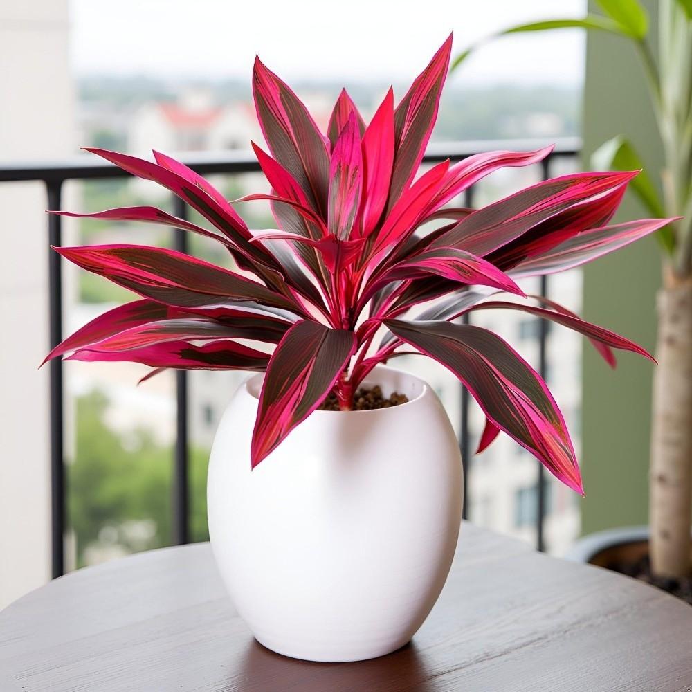 Realistic Leaves Fake Tropical Palm Plants Plastic Shrub Cordyline Fruticosa Plants Living Room