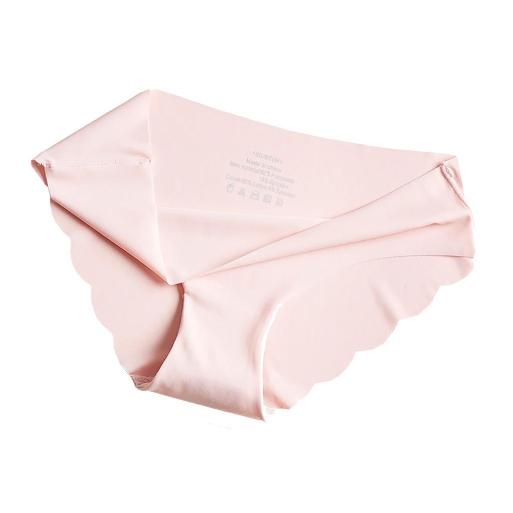 Ladies Sexy Solid Color Ice Silk Seamless Wave Low-rise Panties