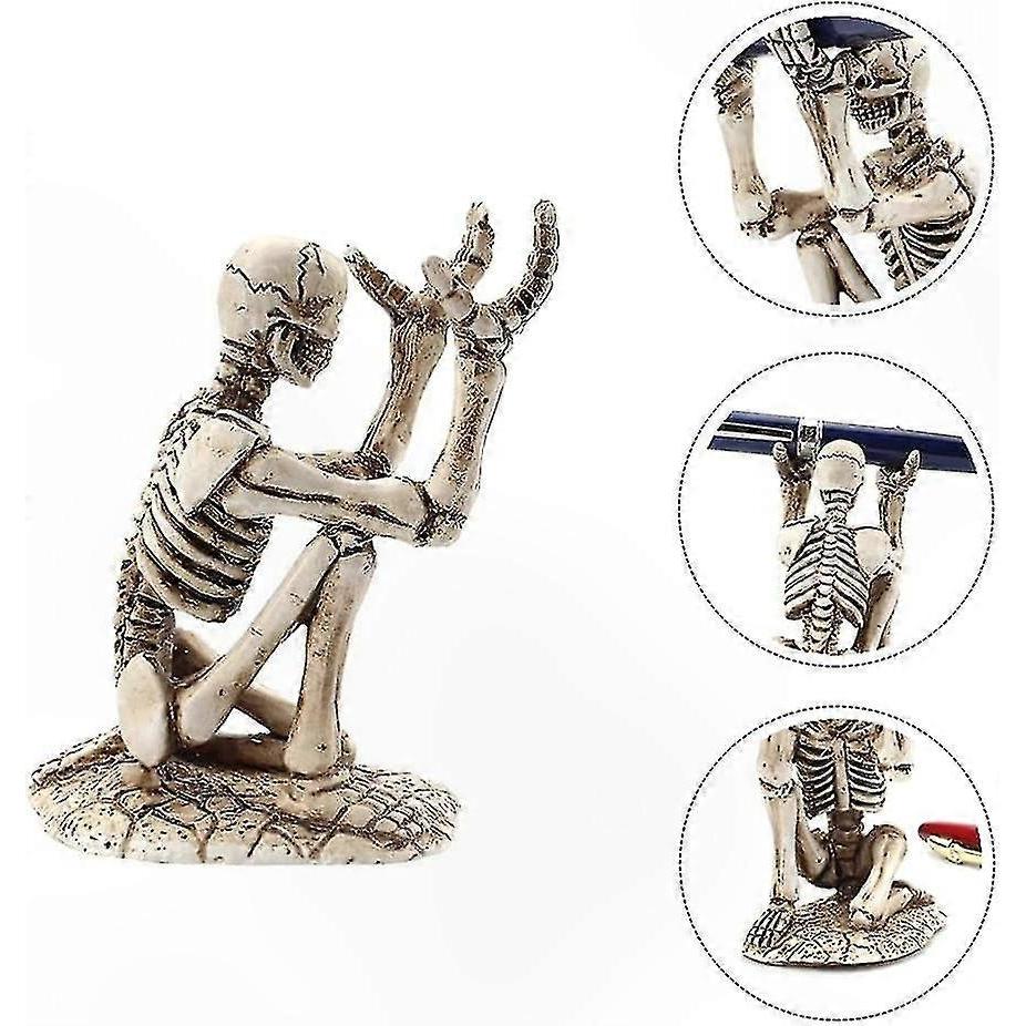 Creative Resin Pen Organizer with Skull Design for Desktop Storage and Display of Pens, Pencils, and Makeup Brushes