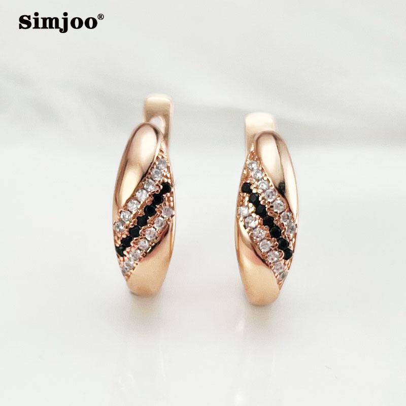 SIMJOO новые элегантные простые серьги из розового золота для женщин, индивидуальные серьги с полированным медным цирконом