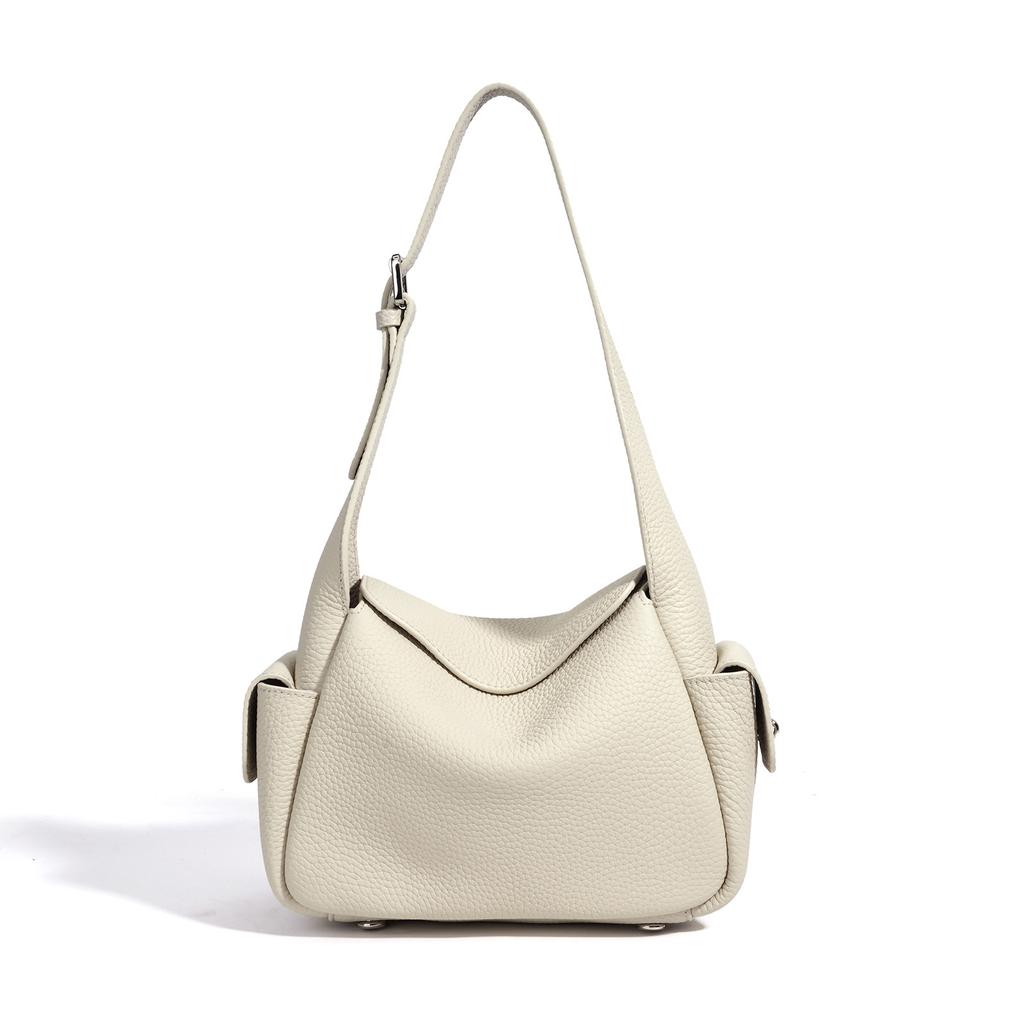 ingot bag genuine leather shoulder bag light luxury high-end pillow bag first layer cowhide bag