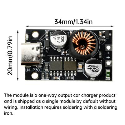 Модуль адаптера быстрой зарядки QC3.0 Type-C USB PD65W DC8-32V 3.25A 65W Понижающий модуль Для Huawei SCP/FCP Apple PD
