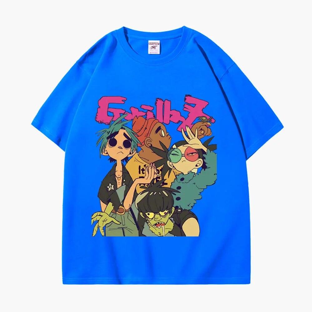 Trend Band Gorillaz Футболки с принтом Унисекс Женские модные футболки большого размера в готическом стиле в стиле хип-хоп Футболка с коротким рукавом