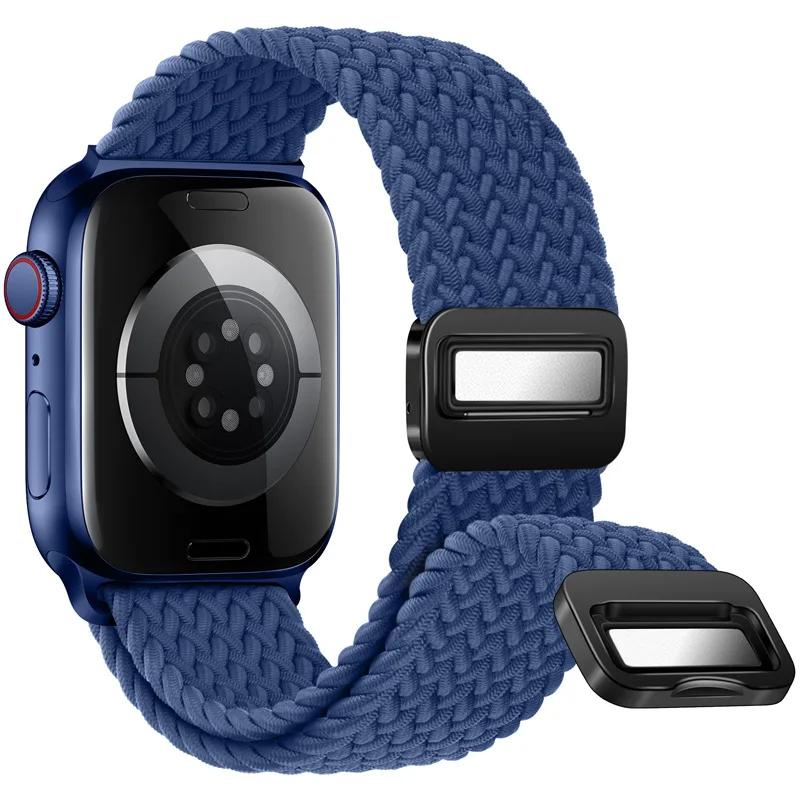 Магнитный плетеный ремешок-петля для Apple Watch 45мм 41мм 44мм 42мм 46мм Ultra 3 49мм Нейлоновый браслет iWatch 11 10 9 8 7 6 5 SE