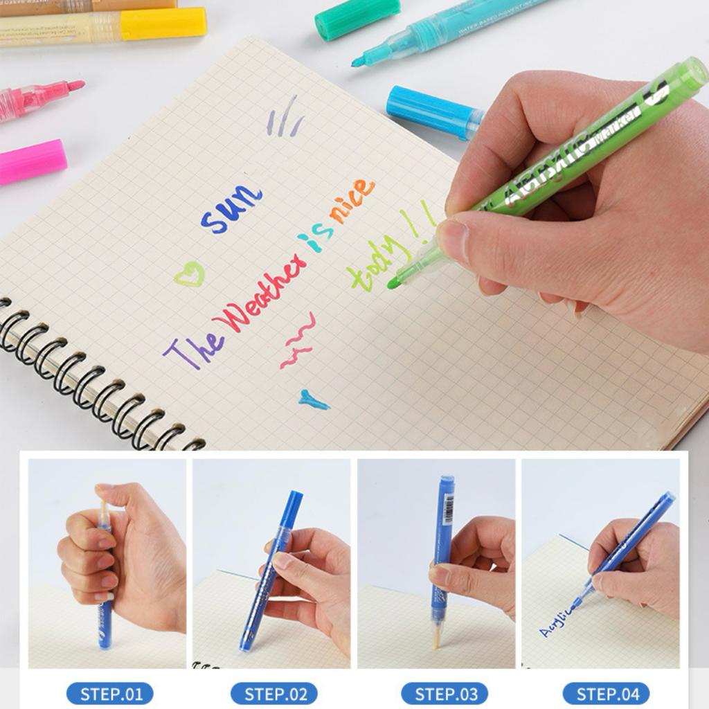 12pcs Acrylic Marker Paint Pens,Brighten Up Your Artwork, Suitable for Wood, Canvas, Stone, Rock Painting, Glass, Ceramic Surfac