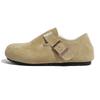 Кожаные Велюровые Birkenstocks, Женская Осенне-Зимняя Обувь из Шерсти и Хлопка, Снегоступы, Накладки, Полностью Закрытые Birkenstocks, Низкий Каблук и Износостойкие