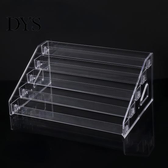Stepped Countertop Shelf 5/7 Tier Acrylic Display Stand with Fences, Perfume Organizer, Desktop Makeup Palette Holder Multifunctional Clear