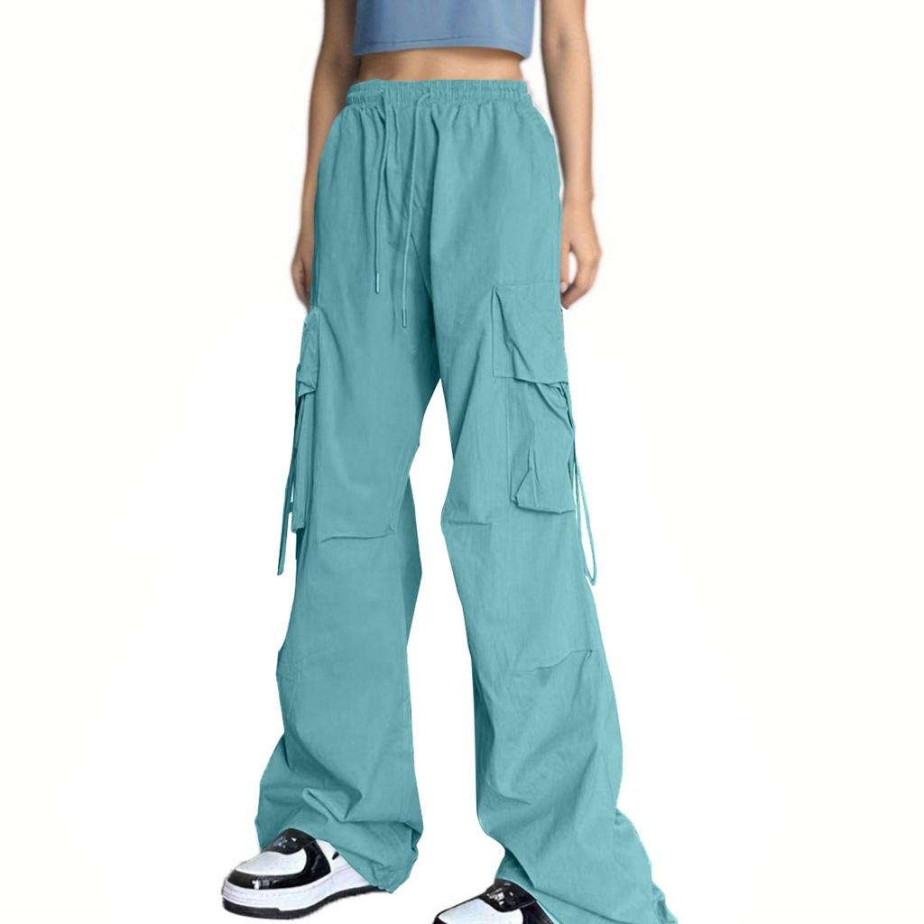 20/5000 Женские модные повседневные брюки-карго с широкими штанинами и высокой талией, многокарманные брюки