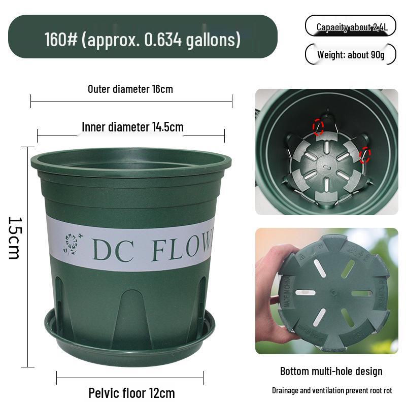 Third-Gen Thick Plastic Root Control Pot: Short & Fat for Vegetables, Chlorophytum, Rosa - Deep Gallon Size