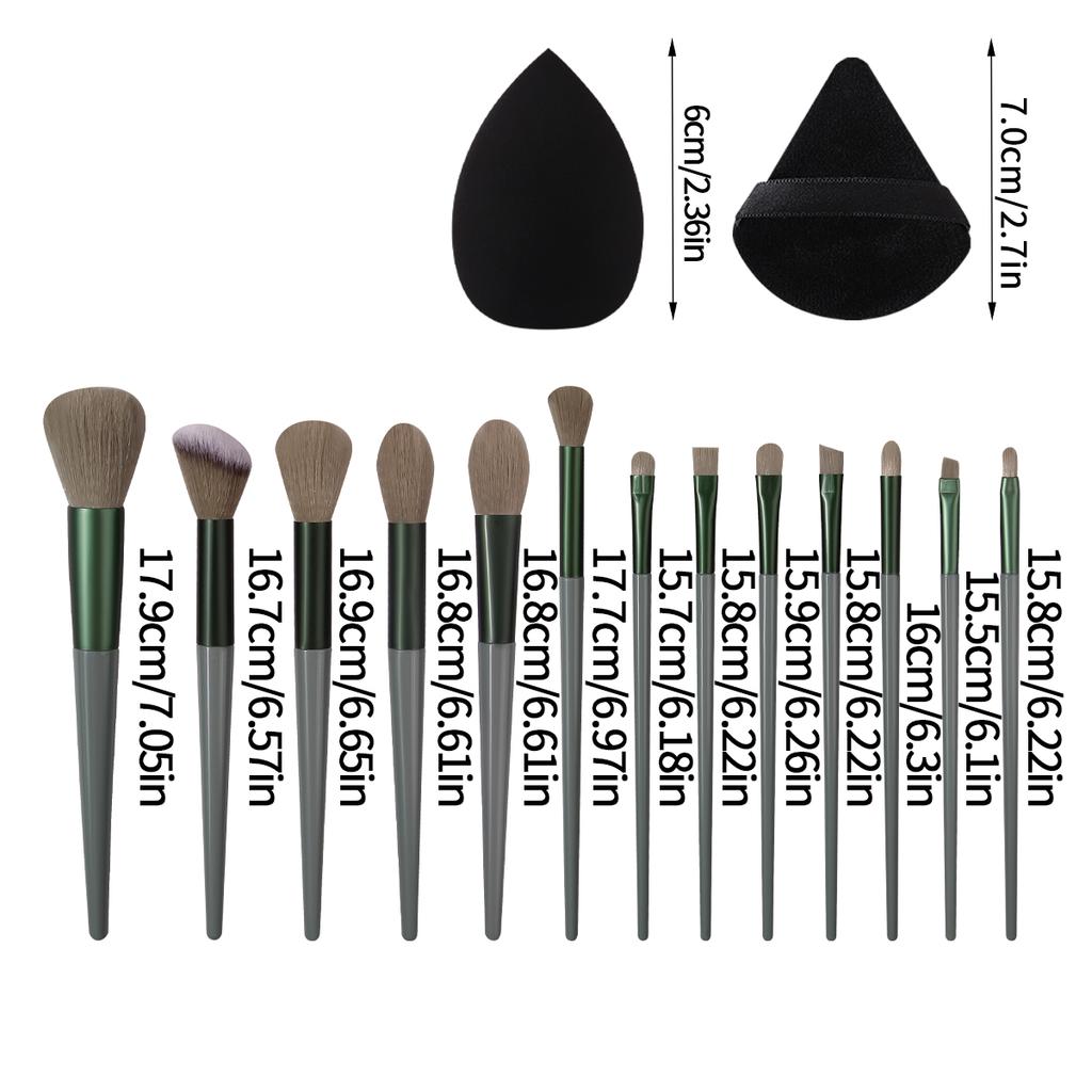 13pcs Sijiqing Makeup Brush Set: Portable Soft-bristled Loose Powder Blush Eyeshadow brush+4PCS Makeup Powder Puff and Spongeegg