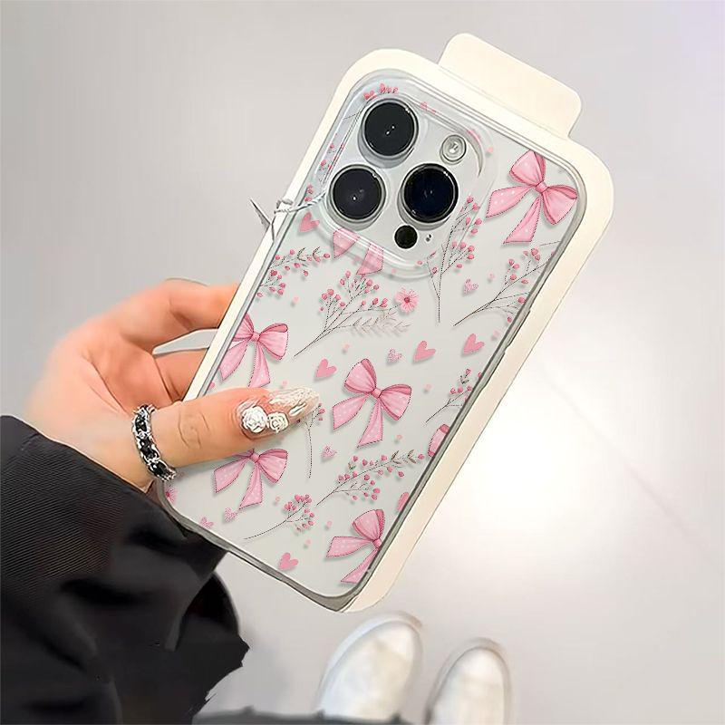 Розовый Цветок Бабочка Мягкий Матовый Прозрачный Чехол для Apple iPhone 11, XS, 14 Pro Max, 15, 16, 16 Pro