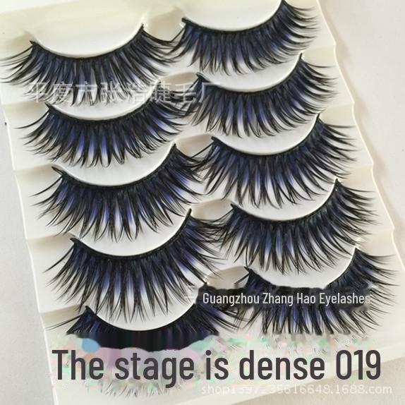 Smokey Makeup Cross Thick False Eyelashes - 5 Pairs, Black, Blue, Purple, Brown, Stage Series