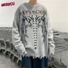 Y2k Gothic Knitted Sweater Autumn Winter Dark Style High Street Streetwear Casual Loose Pullover Long-sleeved Top
