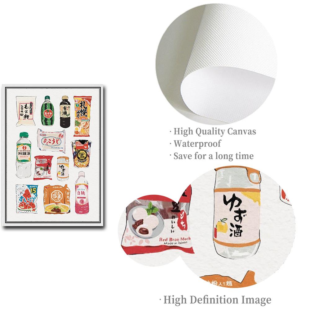 Japanese Food Onigiri Bento Cuisine Lemonade Wall Art Print Modern Kitchen Decor Retro Grocery Store Ramen Canvas Picture Poster