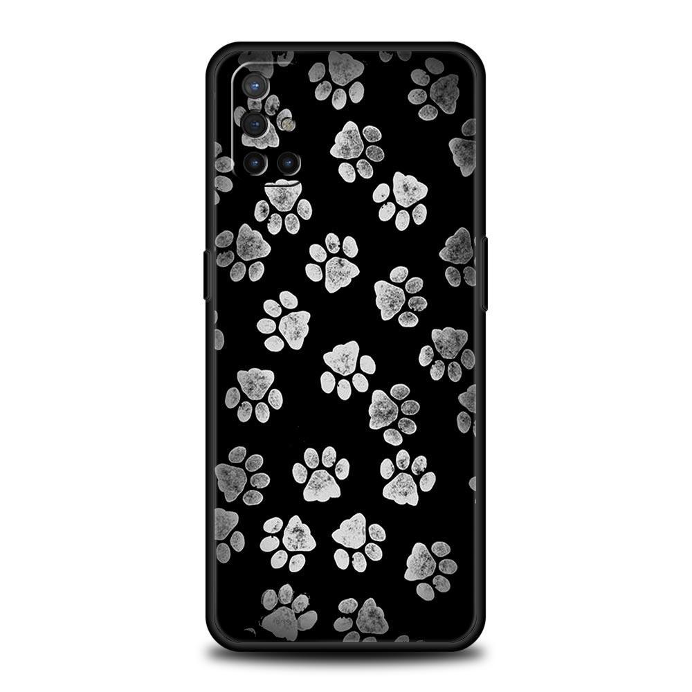 Cute Cat Dog Paw Love Phone Case For OnePlus 12 11 10 9 8 7 7T Pro 12R 10R 9RT 9R 8T Nord N100 N200 N10 2T CE 2 5G Black Cover