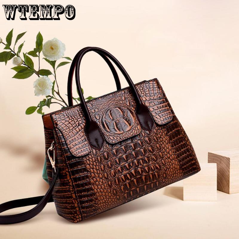 WTEMPO Женские сумки из кожи аллигатора, дизайнерские женские сумки через плечо, ретро-тоут