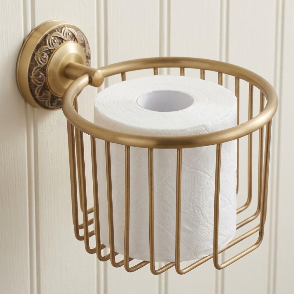 Wall Mounted Toilet Roll Holder Copper Toilet Paper Holder Tissue Holder Bathroom Organization
