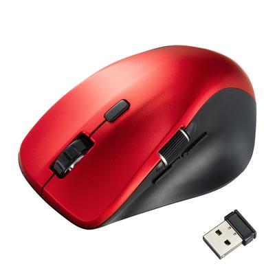 Sanwa Supply Бесшумная беспроводная мышь, сторона 5 (с колесом, кнопками, красный) MA-WBS524R