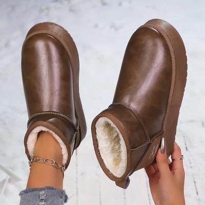 Мода 2025 Новые Толстые Плюшевые Ботинки на Платформе Женские Зимние Теплые Меховые Хлопковые Ботинки Женские Замшевые Слипоны Ботильоны Утепленная Обувь