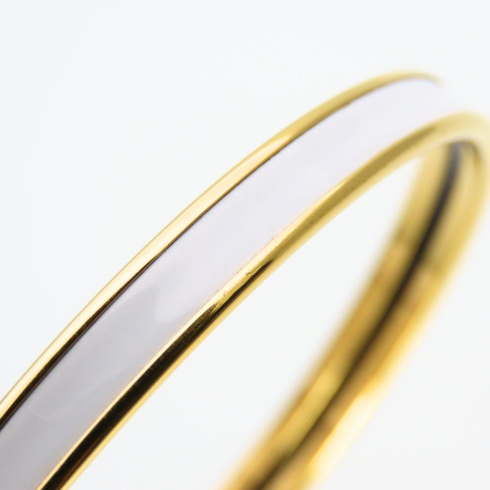 Used HERMES bracelet Uni enamel/metal 11.7g white gold Bangle