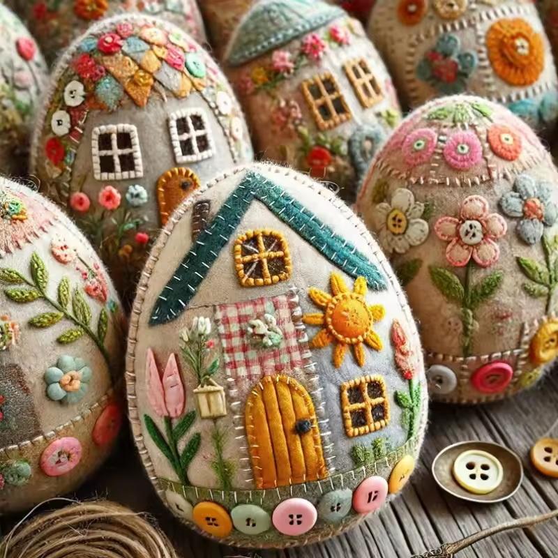 Patchwork Felt Easter Egg House Diy Kit Flower Spring Festival Party Diy Kids Gift 2026 Happy Easter Day Home Decor