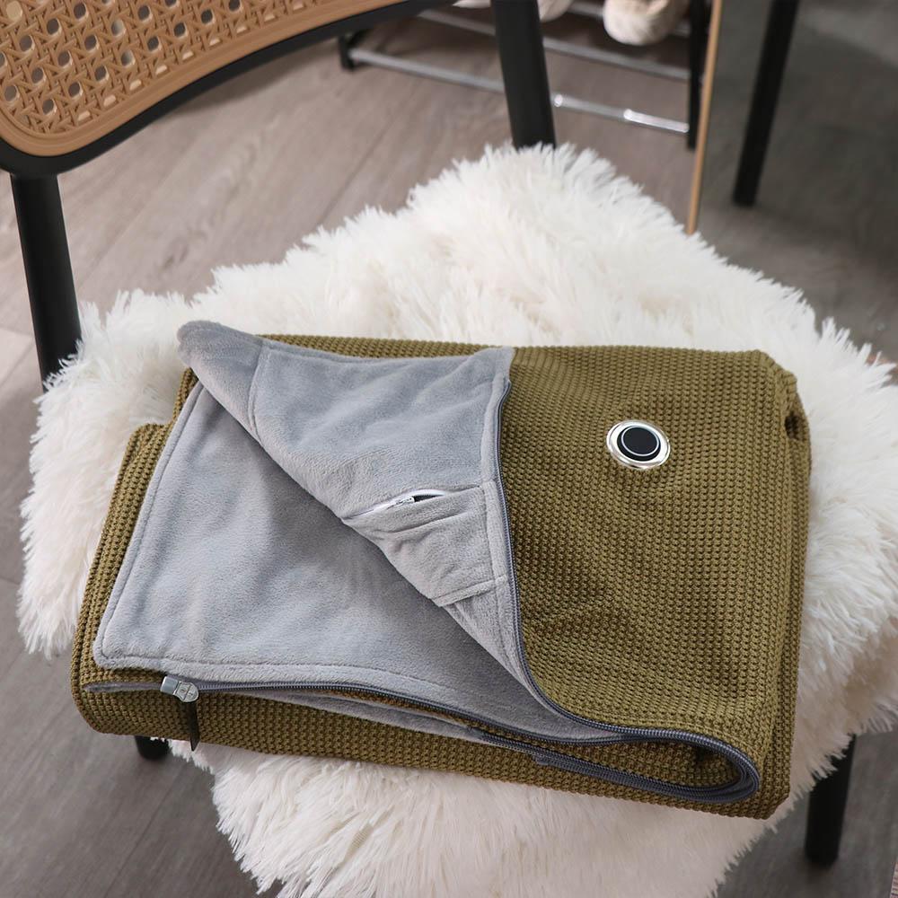Wearable Electric Heated Blanket Zipper Closure Body Warmer Wrap Soft USB Heated Shawl Travel