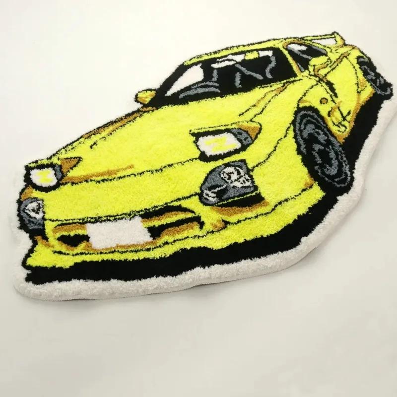 Sports Racing Car Shape Rugs Cool Boy Living Room Bedroom Decor Carpet Non-slip Soft Bedside Tufted Floor Mat Bathroom Foot Pad