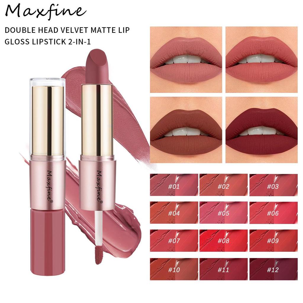 2 в 1 матовая помада, стойкие блески для губ, высокопигментированная цветная водостойкая стойкая помада для женщин и девушек 01