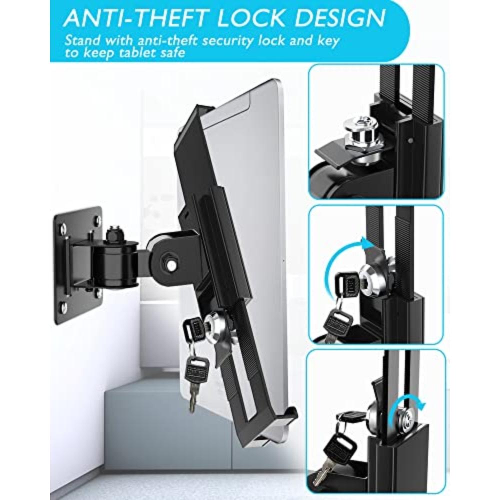Flat panel diagonal 210 300mm flat panel wall bracket with anti theft lock can rotate horizontally and vertically  black